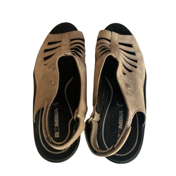 ROMOKA Mokassetta 287 Woman’s Platform Dress Sandal Taupe Size 39 EURO 8-8.5 US - Picture 4 of 13